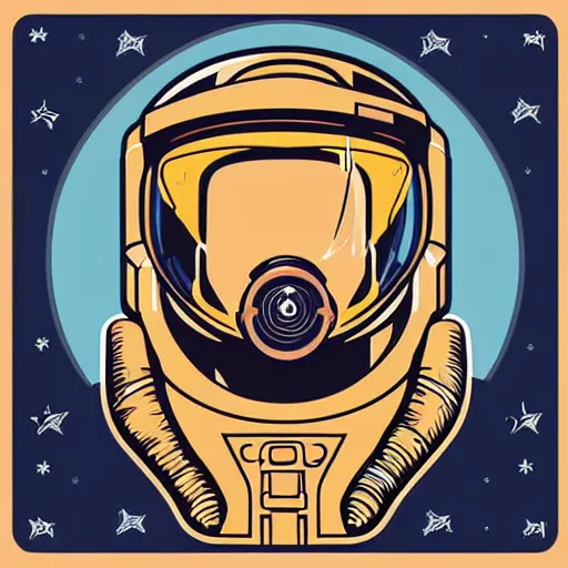 Image similar to individual astronaut portrait fallout 7 6 retro futurist illustration art by butcher billy, sticker, colorful, illustration, highly detailed, simple, smooth and clean vector curves, no jagged lines, vector art, smooth andy warhol style