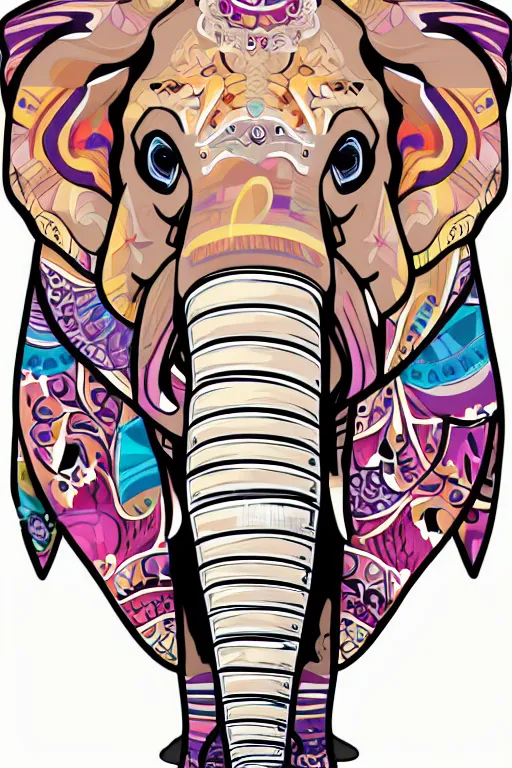 Image similar to A portrait of a baby elephant, sticker, highly detailed, colorful, illustration, smooth and clean vector curves, no jagged lines, vector art, smooth