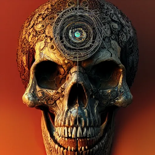 Image similar to portrait_of_a_melting_skull._intricate_abstract._intricate_artwork._by_Tooth_Wu_wlop_beeple_dan_mumford._octane_render_trending_on_artstat