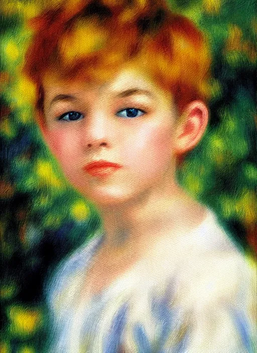 Prompt: lifelike oil painting portrait of peter pan by renoir