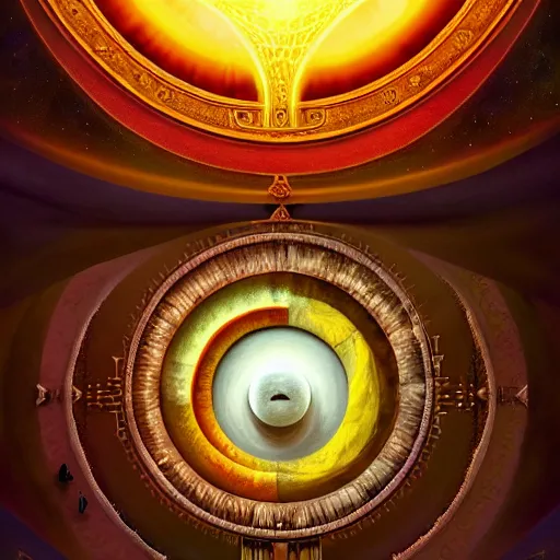 Prompt: symetrical, a majestic photograph of the king of agharta, land of advanced races, giant, hollow earth infographic, illustrations, a big shell with a sun in the interior, dynamic lighting, digital art, fantastically beautiful, illustration,, closeup, aesthetically inspired by leonardo da vinci, trending on artstation, art by daniel merriam, 8 k, upscale