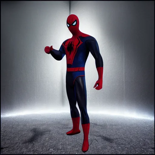 Image similar to black spider - man suit with white web lining, cinematic, volumetric lighting, realistic, hyperdetailed, photorealistic, photograph