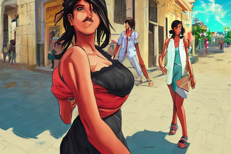 Prompt: concept art, cuban women in havana, digital anime art, good lighting,