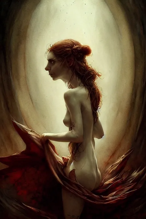 Image similar to beautiful vampire | esoteric symbolism | jean - baptiste monge, esao andrews, bastien lecouffe - deharme, tim jacobus, ken currie | ultra - detailed realism, soft cinematic lighting, hi - fructose, artstation, high - quality, ink watercolors wes anderson poster art