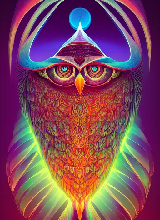 Image similar to symmetry!! product render poster vivid colors divine proportion owl, divine, glowing fog intricate, elegant, highly detailed, digital painting, artstation, concept art, smooth, sharp focus, illustration,