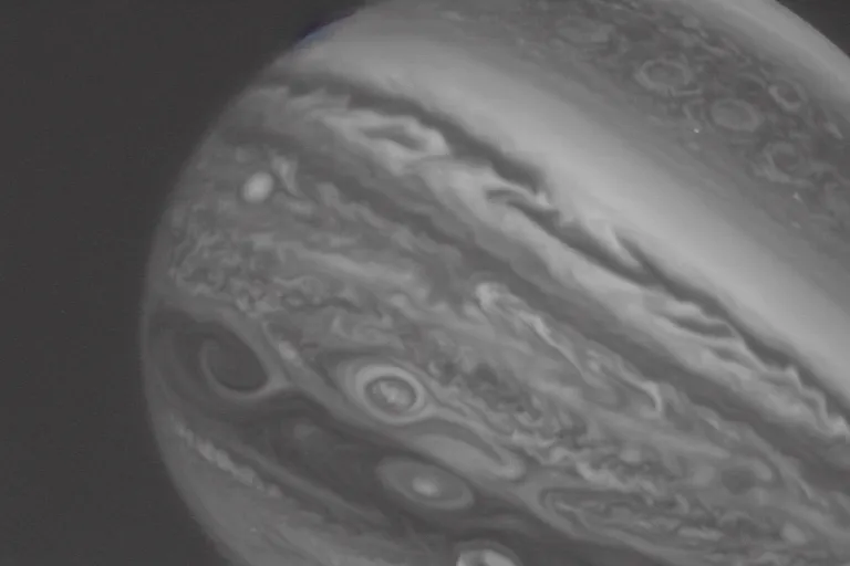 Prompt: the planet jupiter colliding with planet earth, photo taken from the surface of planet earth, black and white spielberg 3 5 mm film cinematic 4 k