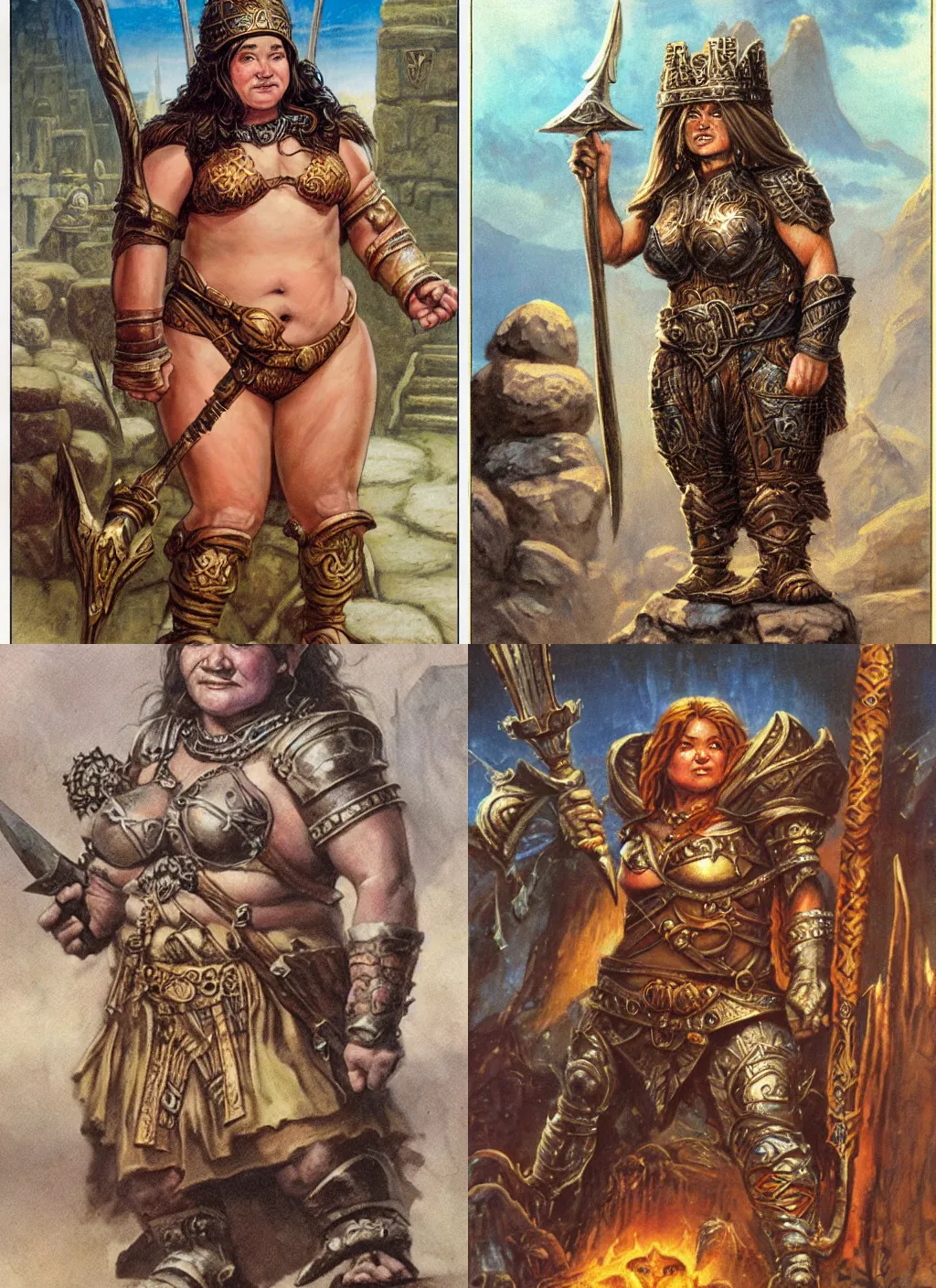 Prompt: female dwarven queen, chubby short stature | by jeff easley