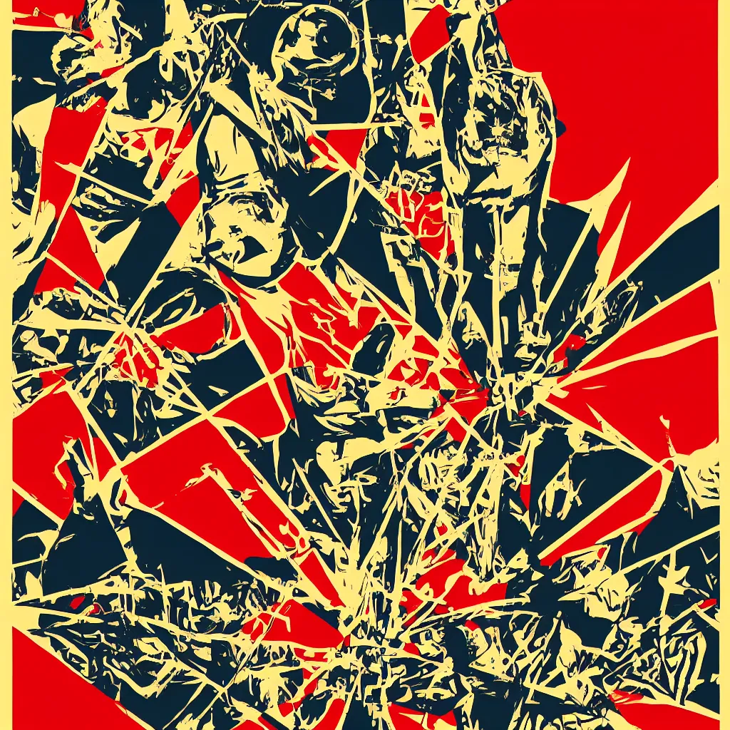 Image similar to Abstract political poster by Shepard Fairey, modern art, stylish, high quality, 4k