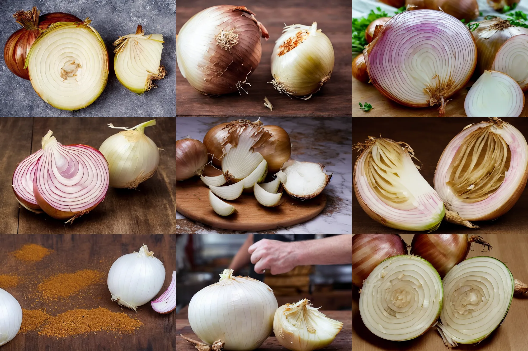 Image similar to a popular chef prepared a large onion with a seasoning of stones