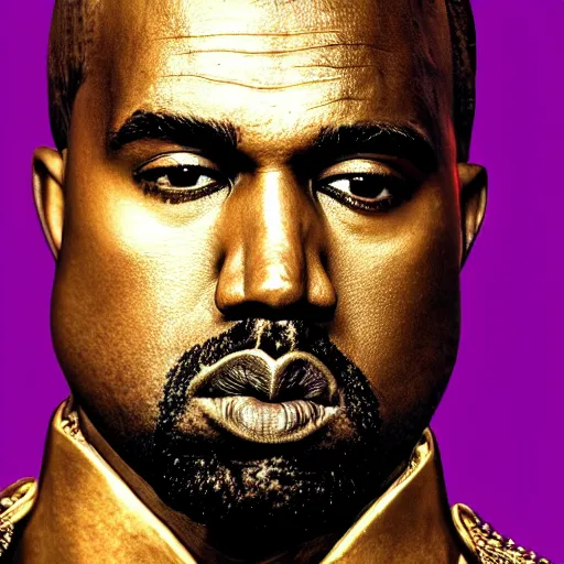 Image similar to Portrait of Kanye West as the god-emperor of mankind, amazing splashscreen artwork, splash art, natural light, elegant, intricate, fantasy, atmospheric lighting, cinematic, matte painting