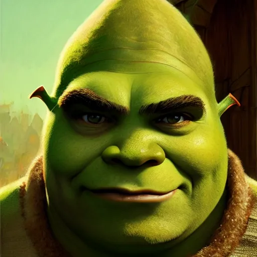 Image similar to travor philips as shrek face, highly detailed, digital painting, artstation, concept art, sharp focus, illustration, art by greg rutkowski and alphonse mucha