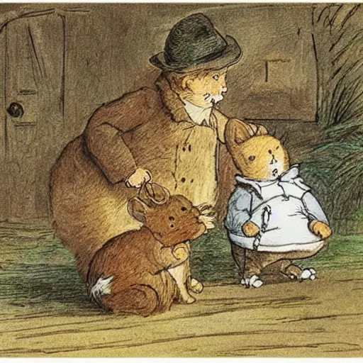 Prompt: portrait of xalvin and hobbs, detailed, by beatrix potter