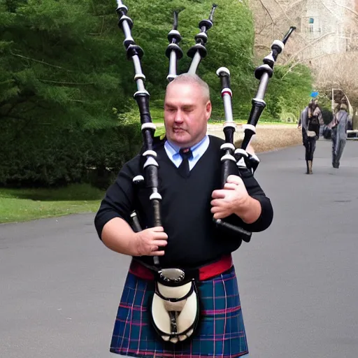 Image similar to bagpipes made from a foley catheter collection bag and clear tubing