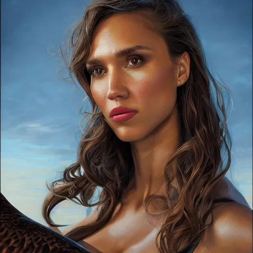 Prompt: portrait of jessica albatross ( jessica alba as an albatross ), parody, detailed, centered, digital painting, artstation, concept art, donato giancola, joseph christian leyendecker, wlop, boris vallejo, breathtaking, 8 k resolution, extremely detailed, beautiful, establishing shot, artistic, hyperrealistic, octane render