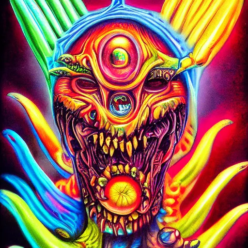 Image similar to a monster that looks like brian redban, airbrush art, shamanic horror lsd art, by basuki abdullah