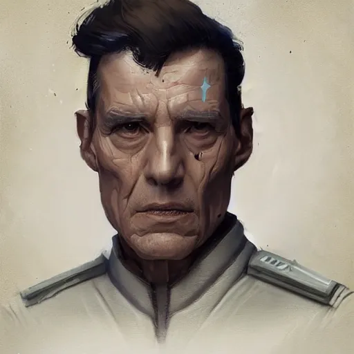 Image similar to portrait of a man by greg rutkowski, old admiral jagged fel, star wars expanded universe, he is about 6 0 years old, wearing uniform of the galactic alliance navy, highly detailed portrait, digital painting, artstation, concept art, smooth, sharp foccus ilustration, artstation hq