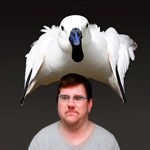 Image similar to Person with a goose head, 4k realistic photo