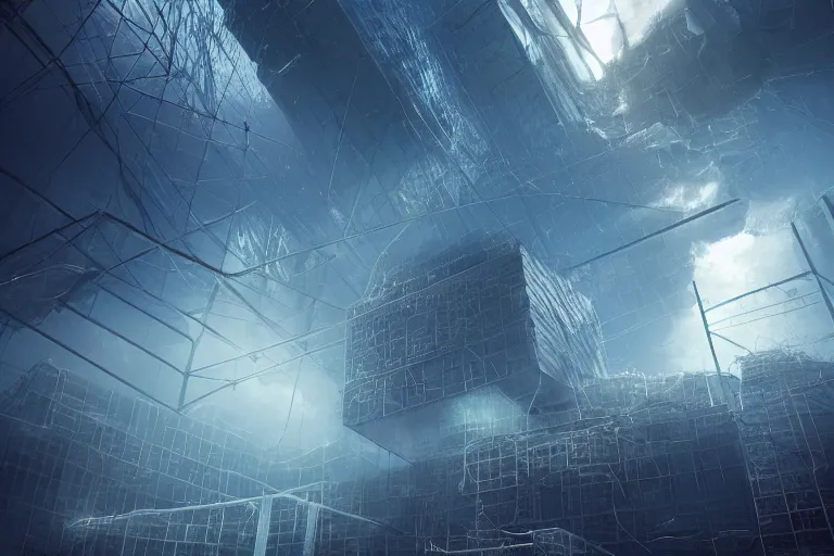 Prompt: realistic photograph of in the deep sea, a huge future metal cube building is shining ， volumetric lighting, god's ray, soviet, detailed characters, summer, dark overcast weather, high detailed, smooth, mark arian, award winning, highly detailed 4 k art by beeple and fvckrender and visualdon, trending on cgsociety