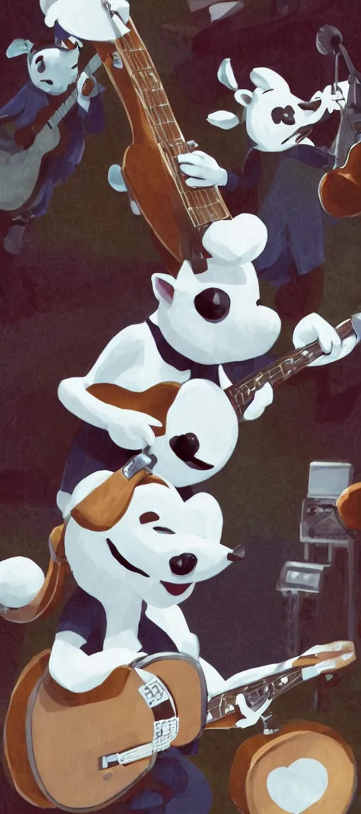 Image similar to K.K Slider playing guitar at a concert, digital art, high quality, detailed