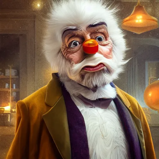 Prompt: hyperrealistic mixed media image of Scrooge McDuck (duck face), stunning 3d render inspired art by István Sándorfi and Greg Rutkowski, perfect facial symmetry, realistic, highly detailed attributes and atmosphere, dim volumetric cinematic lighting, 8k octane extremely hyper-detailed render, post-processing, masterpiece,