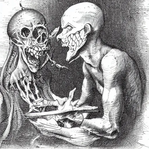 Prompt: high detail vecna eating a person