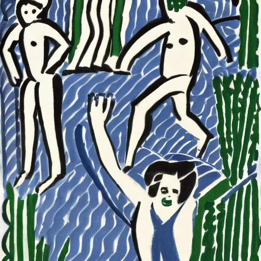 Image similar to guy running from time matisse style