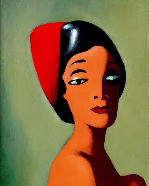 Prompt: a painting of a woman wearing a red veil, an art deco painting by archibald motley, deviantart, figurative art, art deco, oil on canvas, detailed painting