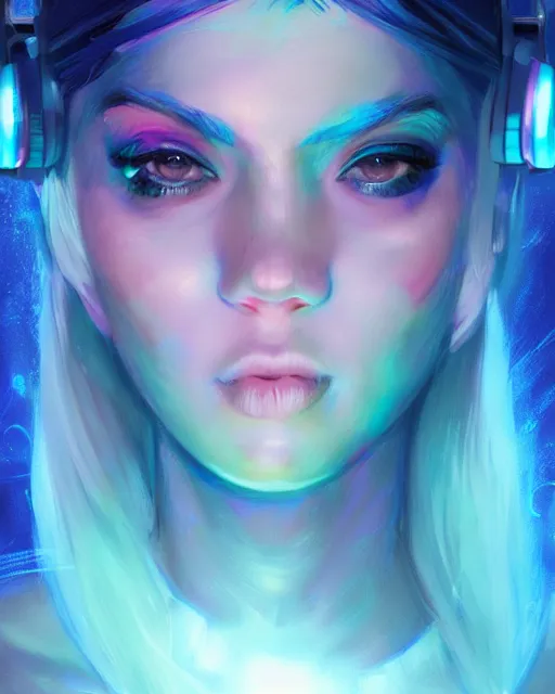 Prompt: pretty girl with blue hair, dj girl, in a club, laser lights background, sharp focus, digital painting, 8 k, concept art, art by wlop, artgerm, greg rutkowski