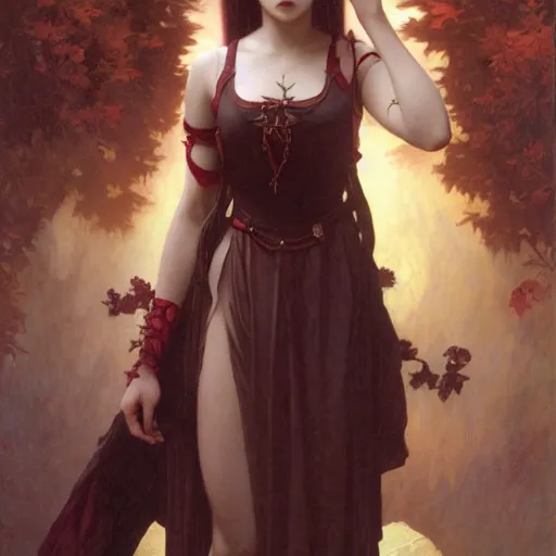 Image similar to goth girl opening her mouth full of sharp bloodstained teeth, intricate, art by artgerm and greg rutkowski and alphonse mucha and william - adolphe bouguereau, high detailed, 4 k,