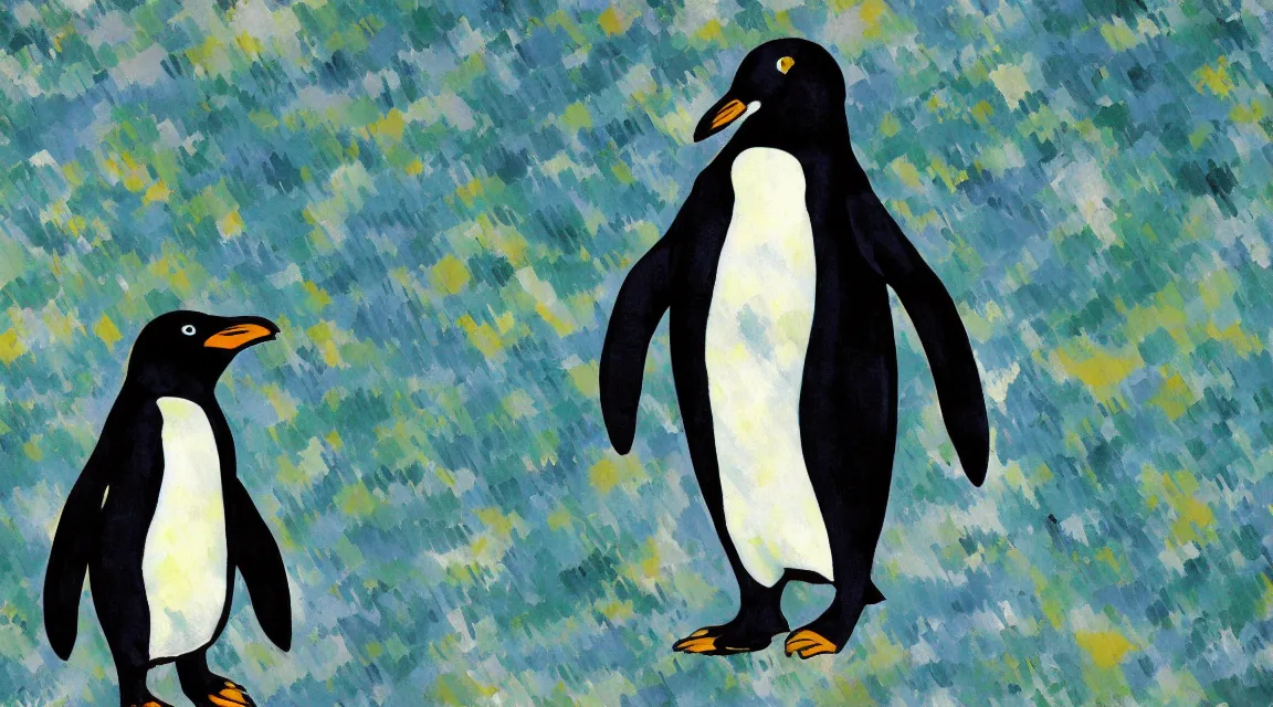 Image similar to Linux Tux penguin wallpaper painted by Cezanne