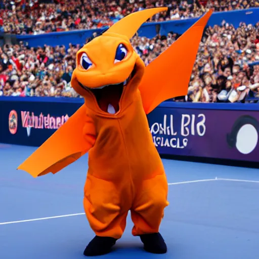 Image similar to rafael nadal posing wearing a charizard costume