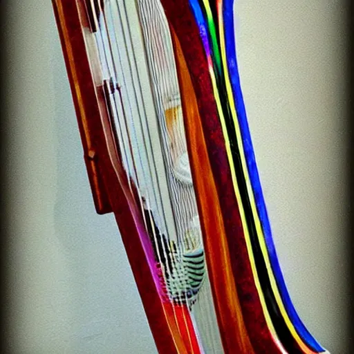 Image similar to a multi colored painted harp. realistic, intricate, artstation, masterpiece