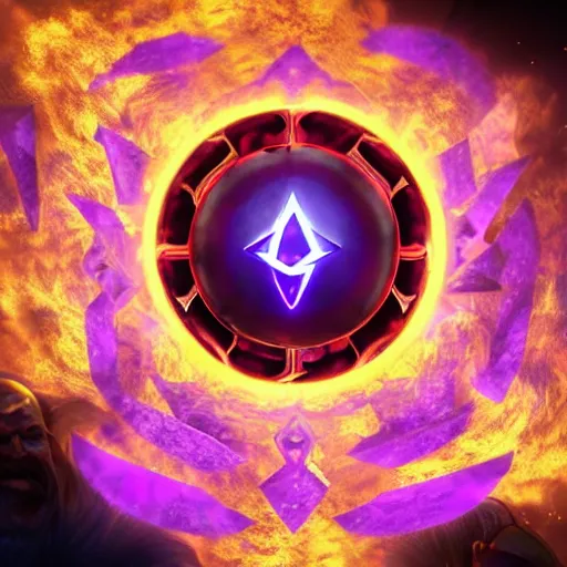 Prompt: purple powerful magic mana symbol, epic legends game icon stylized digital illustration radiating a glowing aura global illumination ray tracing hdr fanart arstation by ian pesty and katarzyna bek - chmiel