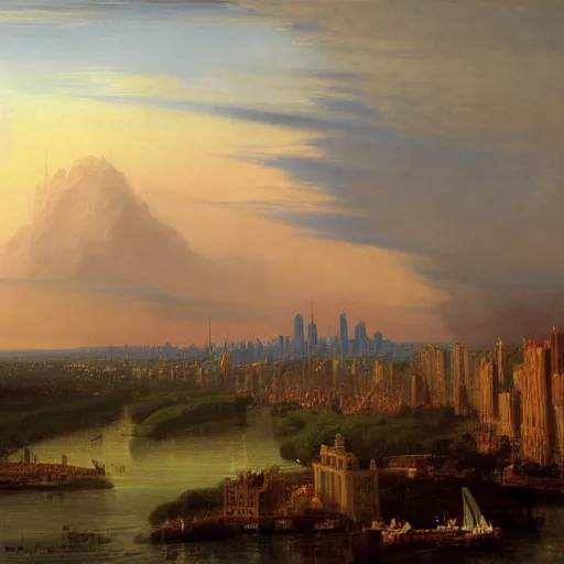 Prompt: New York painted by Thomas Cole