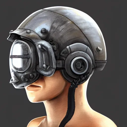 Image similar to front view epic mechanical headgear combat goggle vision helmet highly detailed, digital painting, hyper concept art, smooth, sharp focus, simple draft aaa unreal artstation