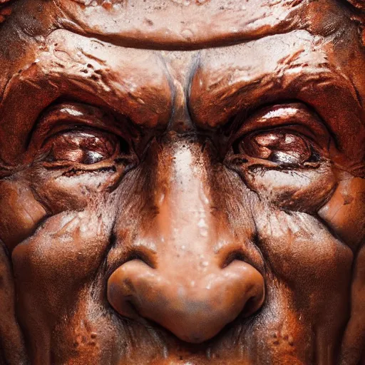 Prompt: a highly detailed epic cinematic concept art CG render digital painting artwork: close up shot of a molten face of a socialist realist statue. Soviet, gloomy, dystopian, night. By Greg Rutkowski, Ilya Kuvshinov, WLOP, Stanley Artgerm Lau, Ruan Jia and Fenghua Zhong, trending on ArtStation, made in Maya, Blender and Photoshop, octane render, excellent composition, cinematic atmosphere, dynamic dramatic cinematic lighting, aesthetic, very inspirational, arthouse