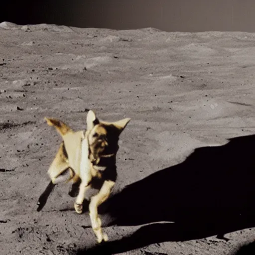 Prompt: Sketch of a robotic german sheperd running on the moon