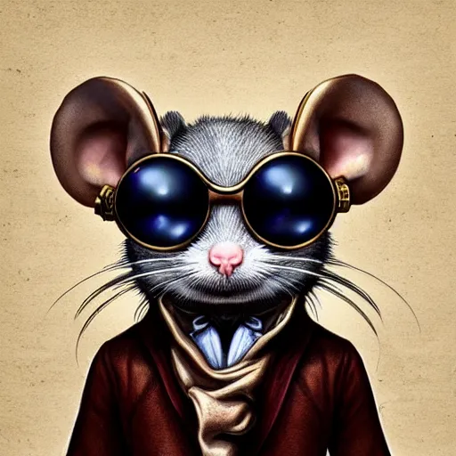 Prompt: a rat with steampunk googles, by ARTGERM