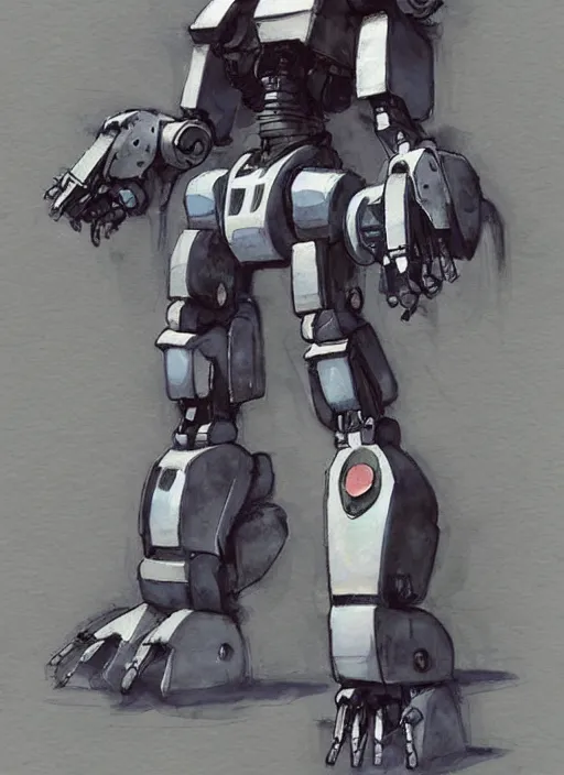 Image similar to concept art s a mech robot, pinterest, artstation trending, behance, watercolor, by coby whitmore *, silver, ignition motor *,