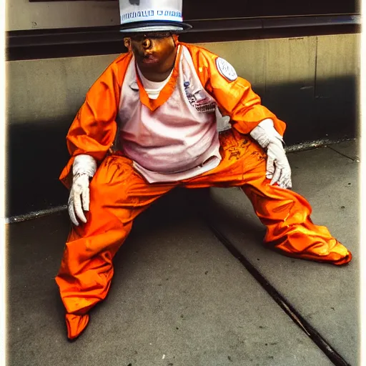 Image similar to chicken dressed as an inmate, real photography, police statiom