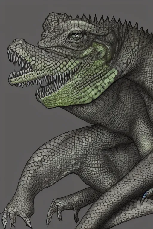 Image similar to lizardman, gray scales, anime, hd,