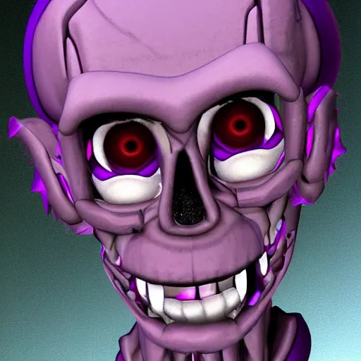 Prompt: william afton new form, horror, fnaf, hyperrealistic, scary, purple