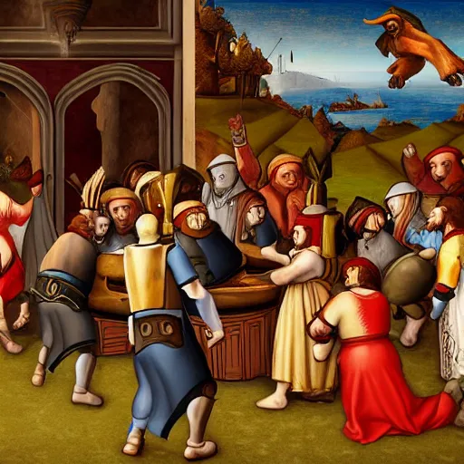 Image similar to Runescape in the style of renaissance art by Leonardo da Vinci