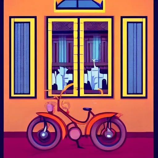 Prompt: a painting beautiful window open, digital illustration, colorful architectural drawing, art deco style art print, a ultrafine detailed painting by aguilera reyes, behance contest winner, vintage, native art, trend in behance hd, 2 d game art, detailed painting