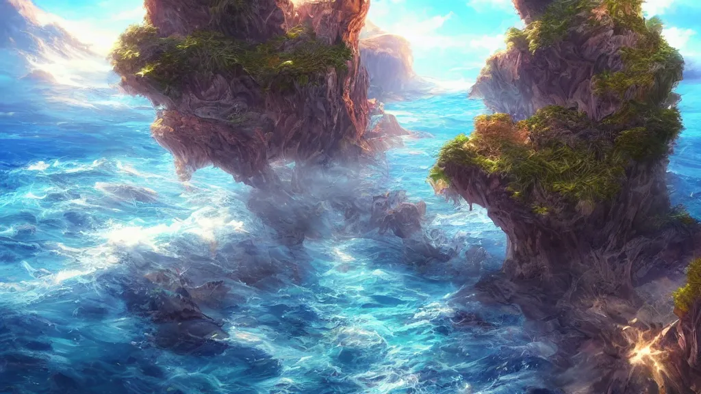 Image similar to grand blue, fantasy artwork, award winning, beautiful scenery, artstation