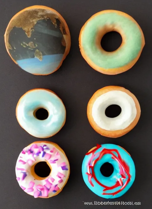 Image similar to realistic miniature of donut planets