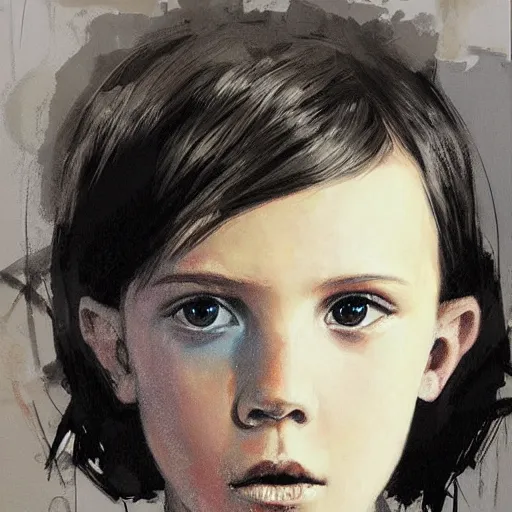 Image similar to portrait of millie bobby brown, artwork by guy denning and charlie bowater,