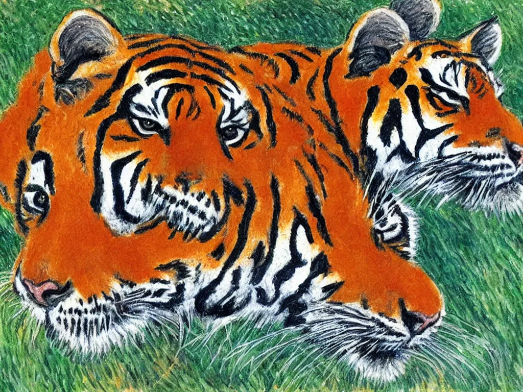 Prompt: a tiger drawn by monet