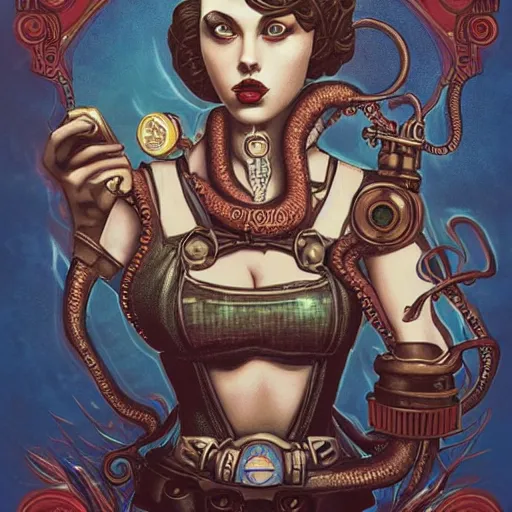 Prompt: lofi underwater bioshock steampunk selfie, octopus, Pixar style, by Tristan Eaton Stanley Artgerm and Tom Bagshaw.