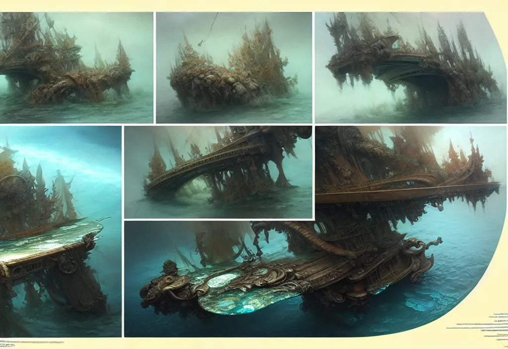 Image similar to study material with side perspective, transparent water River flow, realistic water foam,agua droplets, underwater, bridge made of water ,physically based rendering, defined features by ellen jewett, tomasz alen kopera and Justin Gerard